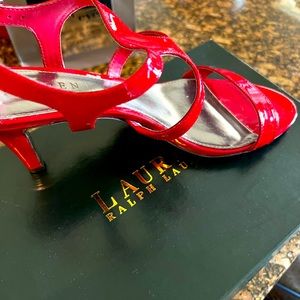 Ralph Lauren Womens Red Patent Heels